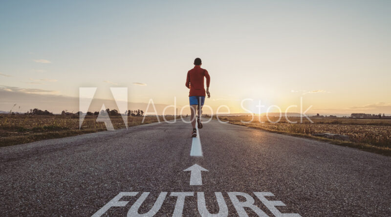 Man running in the future